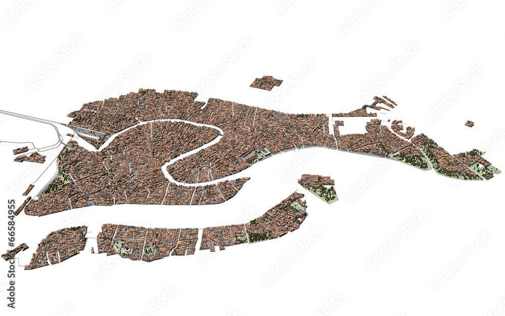 Fototapeta premium Venezia Laguna 3d Mappa Cartina (Serenissima) UHQ