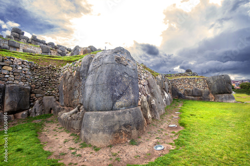 Walls of Sacsayhuaman Fortress, in Cusco, Peru