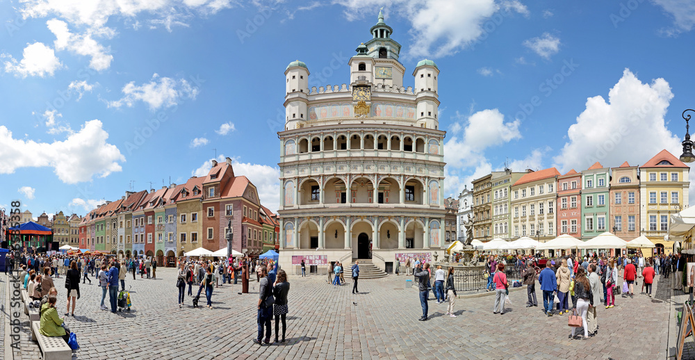Fototapeta premium Market square, Poznan, Poland -Stitched Panorama