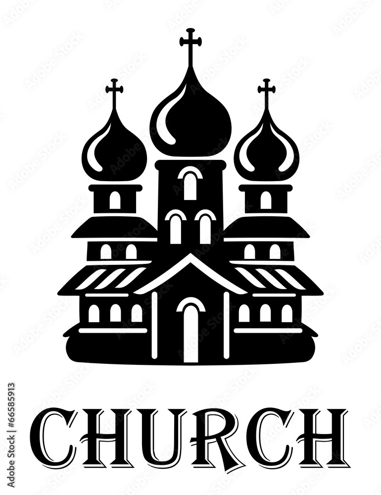 Black and white church icon