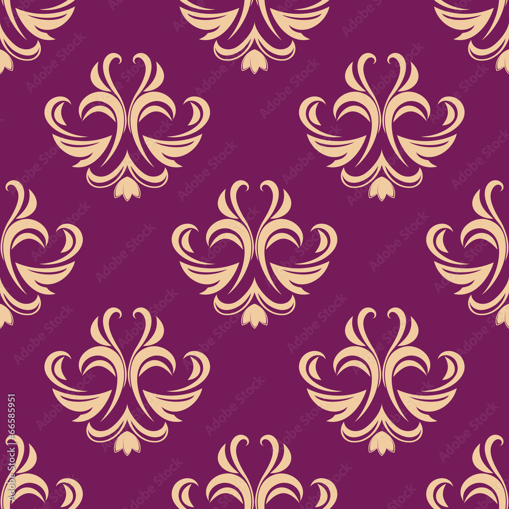 Purple and beige seamless floral pattern Purple and beige seamless floral pattern