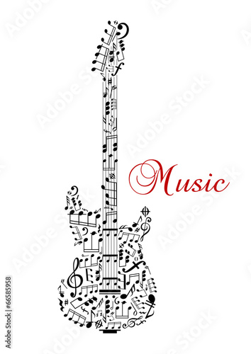 Guitar silhouette with musical notes #66585958