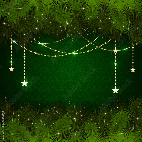 Christmas decoration on green background