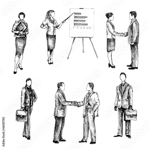 Business people sketch set