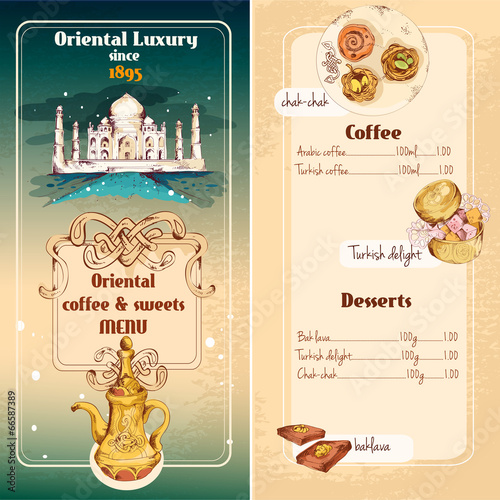 Oriental sweets menu