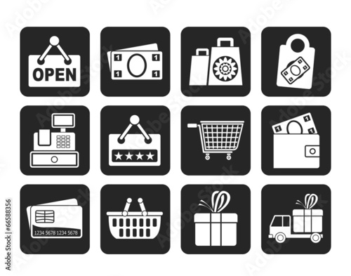 Silhouette shopping and retail icons