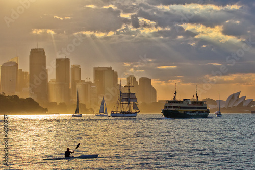 Kayak sunset on Sydney Harbour