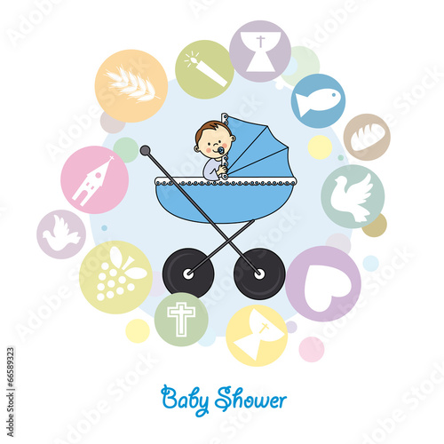 Baby boy baptism invitation card