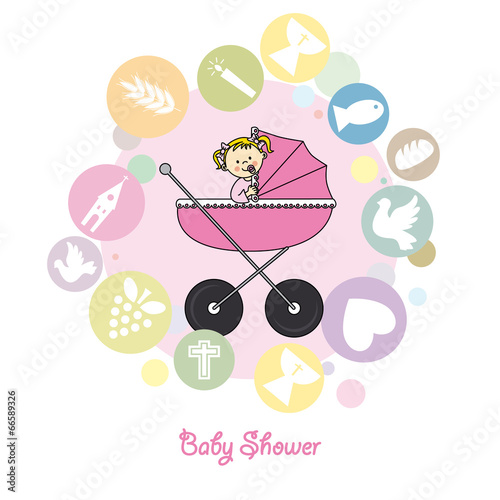 Baby girl baptism invitation card