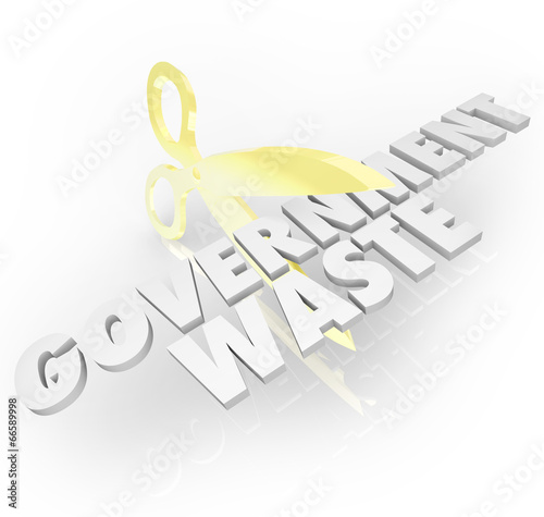 Scissors Cutting Government Waste Reduce Costs Taxes