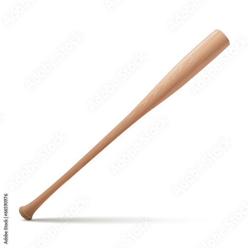 Wooden baseball bat isolated on a white background