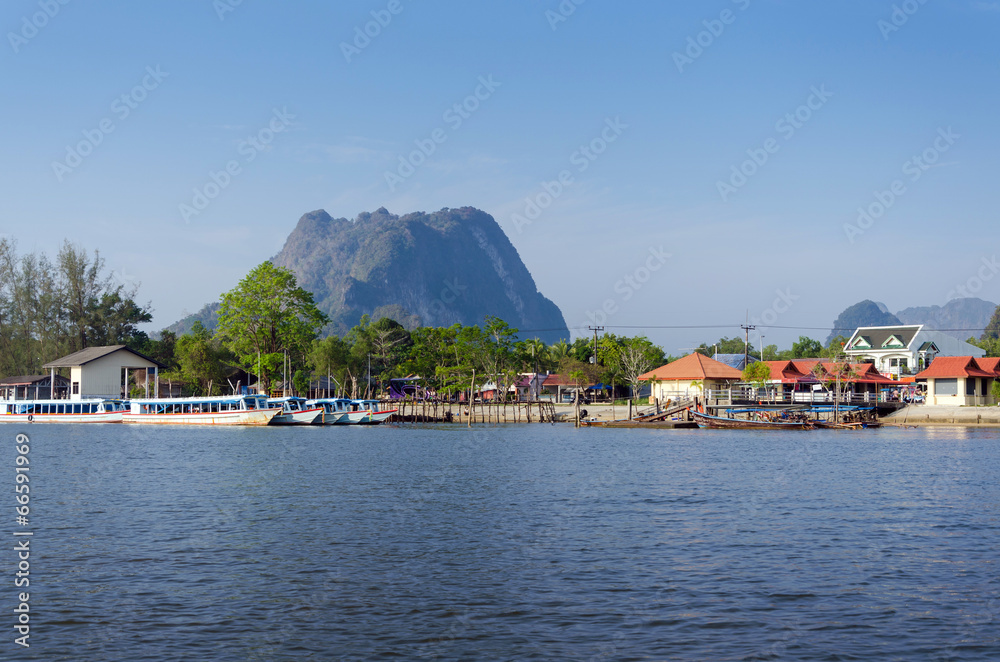 Traditional Thai Tourist boats at pier