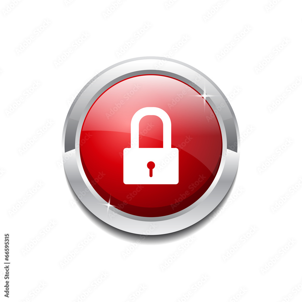 Protected Circular Red Vector Web Button Icon Protected Circular Red Vector Web Button Icon