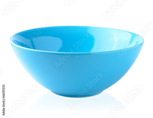 Blue bowl on the white background