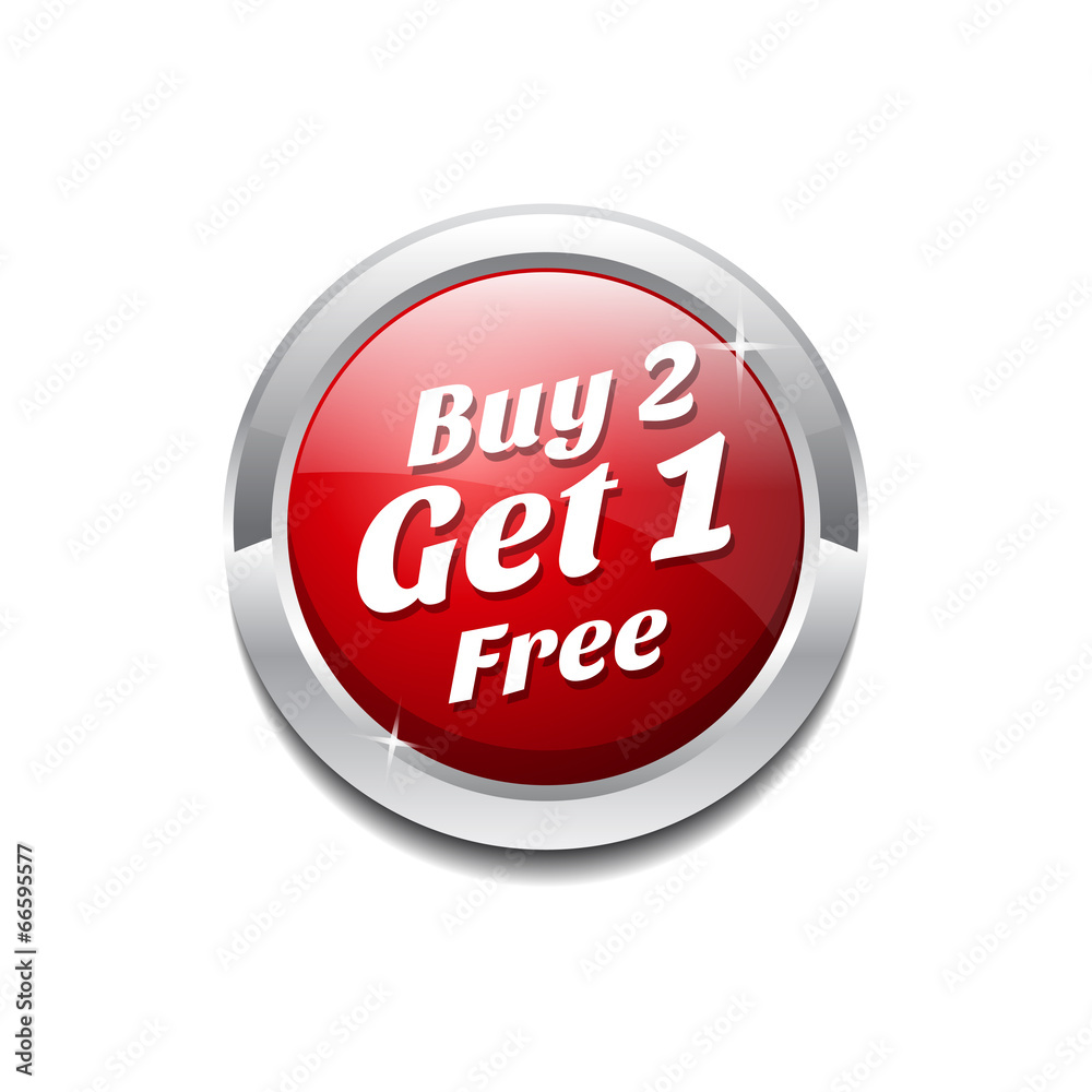 Buy 2 Get 1 Free Glossy Shiny Circular Vector Button