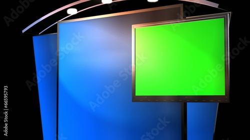 Virtual Studio Background with animated Green Screen TV photo