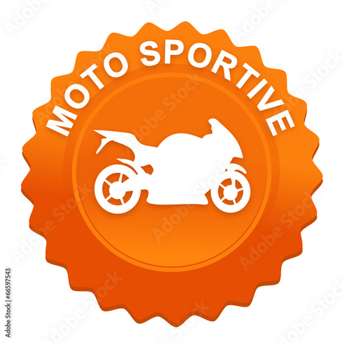 moto sportive sur bouton web denté orange