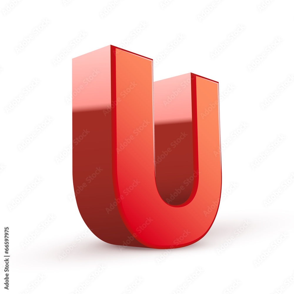 3d red letter U 3d red letter U