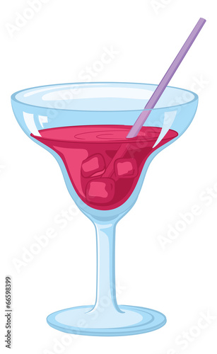 Glass with ice and red drink