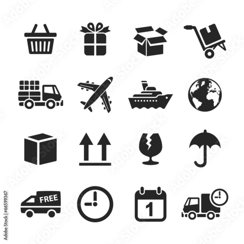 Logistics icons set. Simplus series