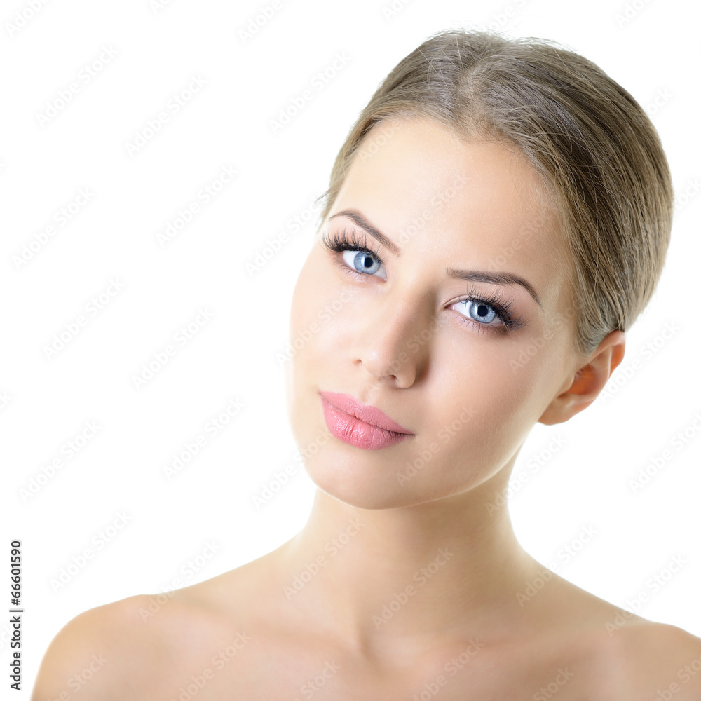 Portrait of attractive teen girl over on white background, Beaut Portrait of attractive teen girl over on white background, Beaut