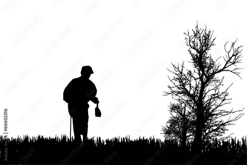 Vector silhouette of old people. Vector silhouette of old people.