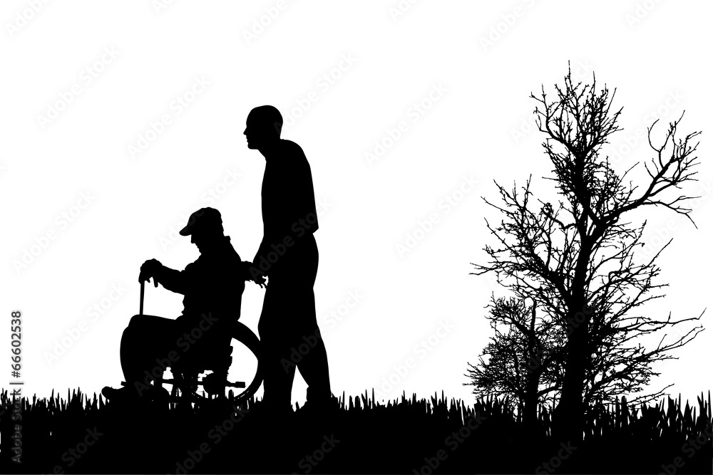 Vector silhouettes of people in a wheelchair. Vector silhouettes of people in a wheelchair.