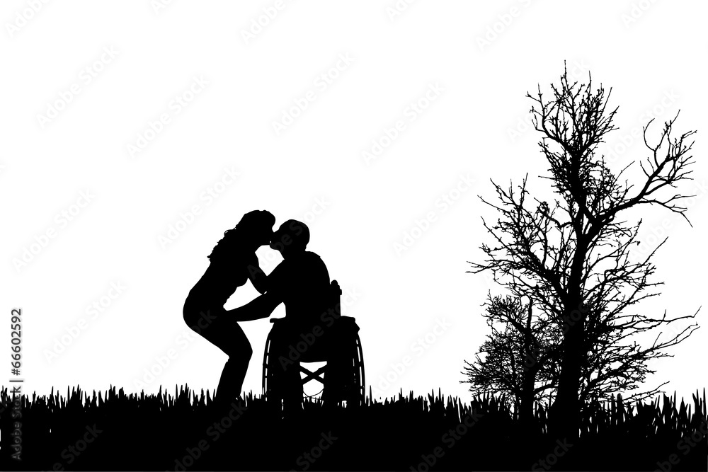 Vector silhouettes of people in a wheelchair. Vector silhouettes of people in a wheelchair.