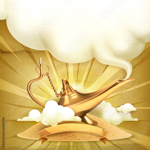 Genie lamp, vector illustration