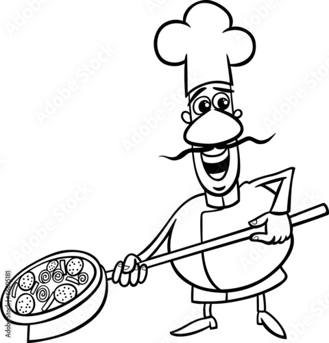 italian cook cartoon coloring page