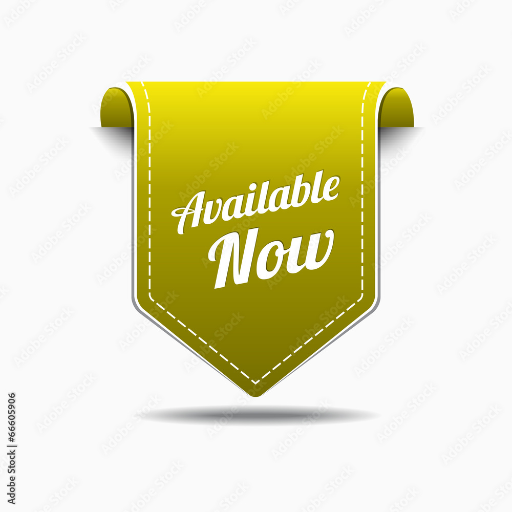 Available Now Yellow Label Icon Vector Design