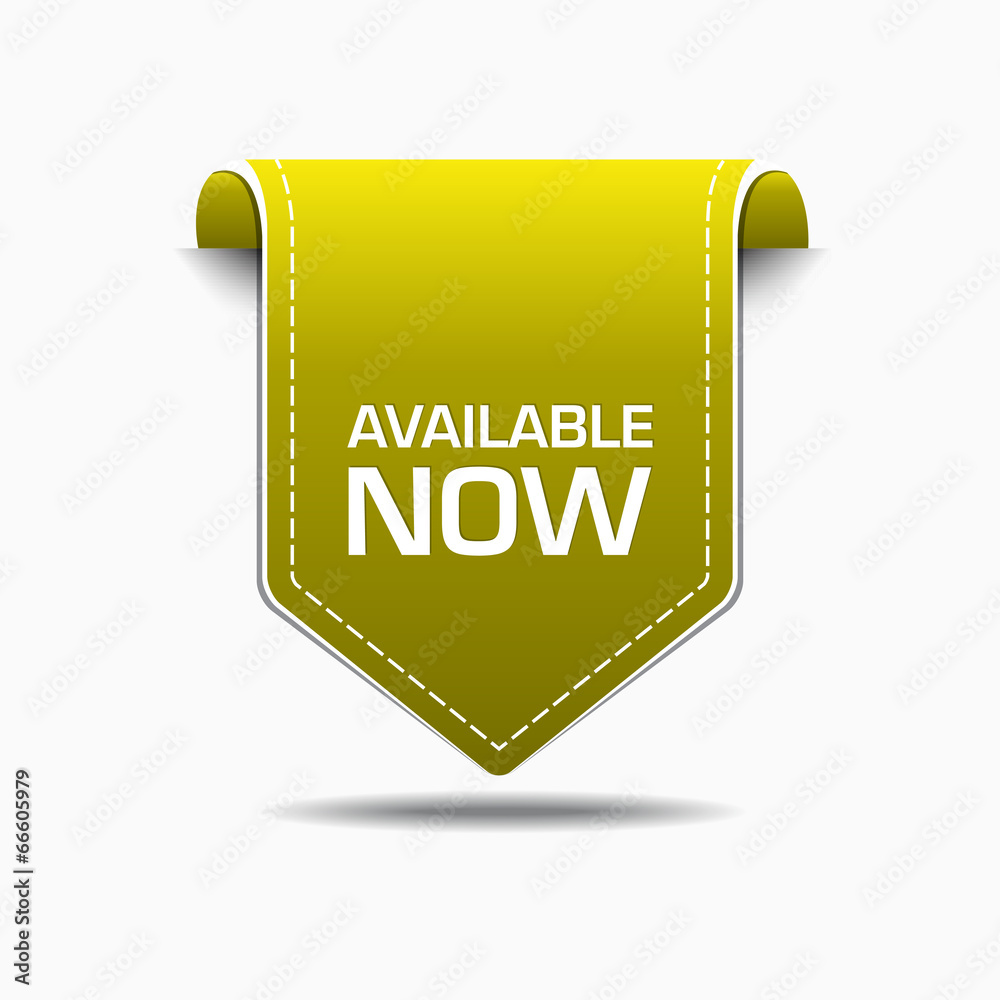 Available Now Yellow Label Icon Vector Design