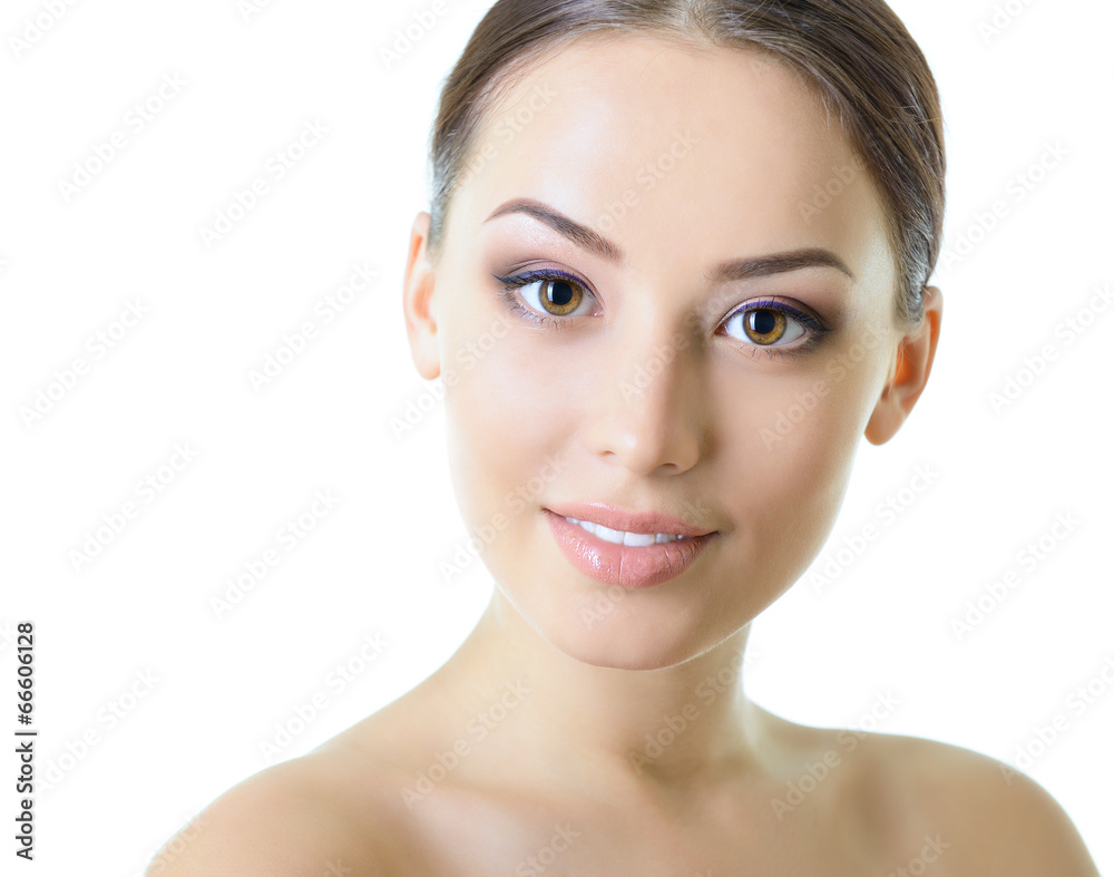 Beauty portrait of young woman with beautiful healthy face with Beauty portrait of young woman with beautiful healthy face with