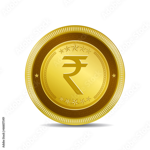 Rupee Currency Sign Circular Vector Gold Web Icon Button