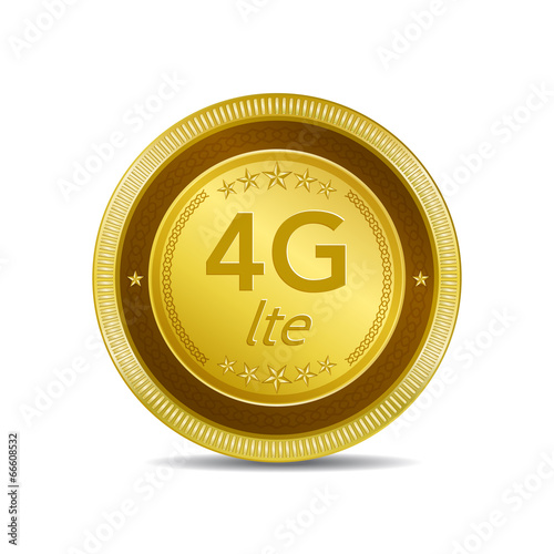 4g Sign Circular Gold Vector Button Icon