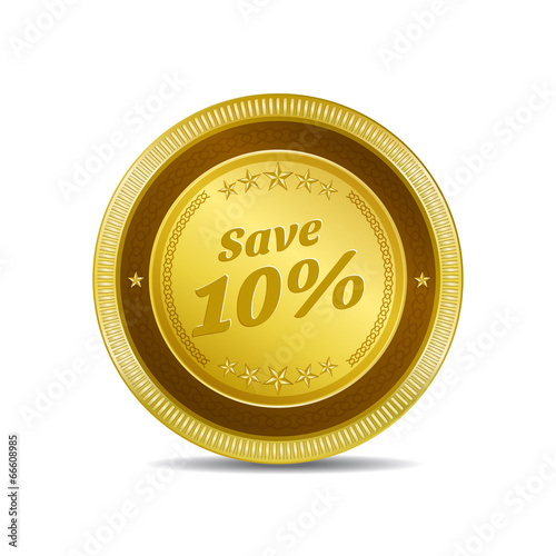 Save 10 Percent Glossy Shiny Circular Vector Button