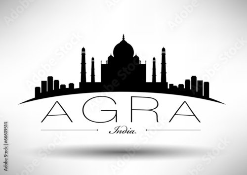 City of Agra Typographic Skyline Design