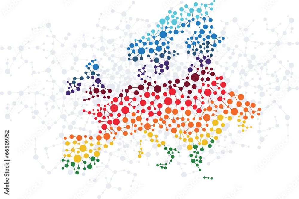 Europe abstract background with dot connection vector - obrazy, fototapety, plakaty 