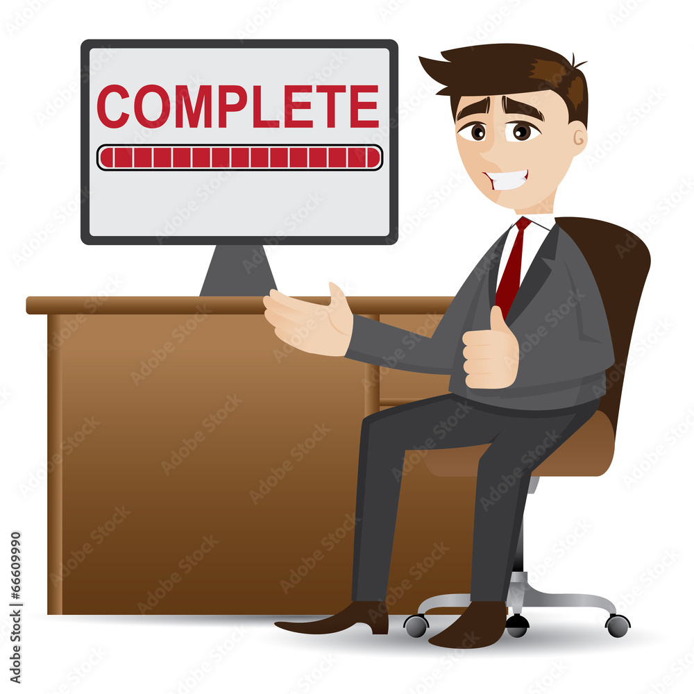 cartoon businessman with complete process
