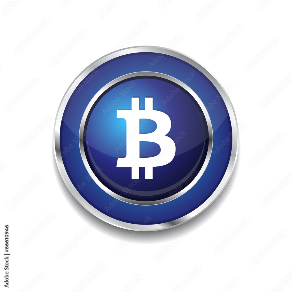 Bit Coin Circular Blue Vector Web Button Icon Bit Coin Circular Blue Vector Web Button Icon