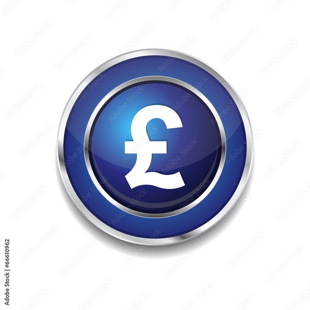 Pound Currency Sign Circular Vector Blue Web Icon Button
