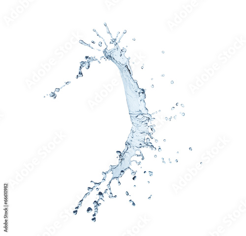 Close up of clean water splash and water drops, isolated