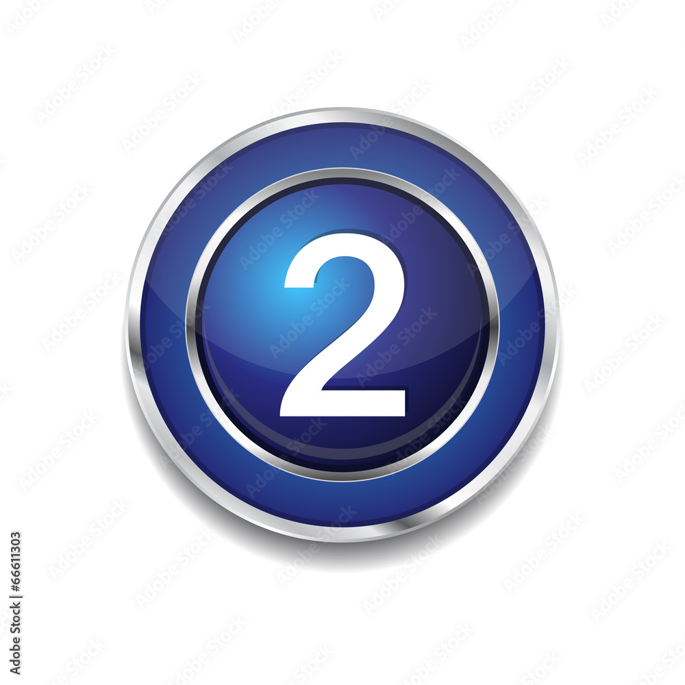 2 Number Circular Vector Blue Web Icon Button 2 Number Circular Vector Blue Web Icon Button