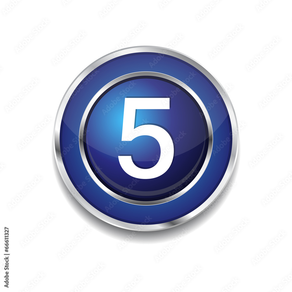 5 Number Circular Vector Blue Web Icon Button 5 Number Circular Vector Blue Web Icon Button