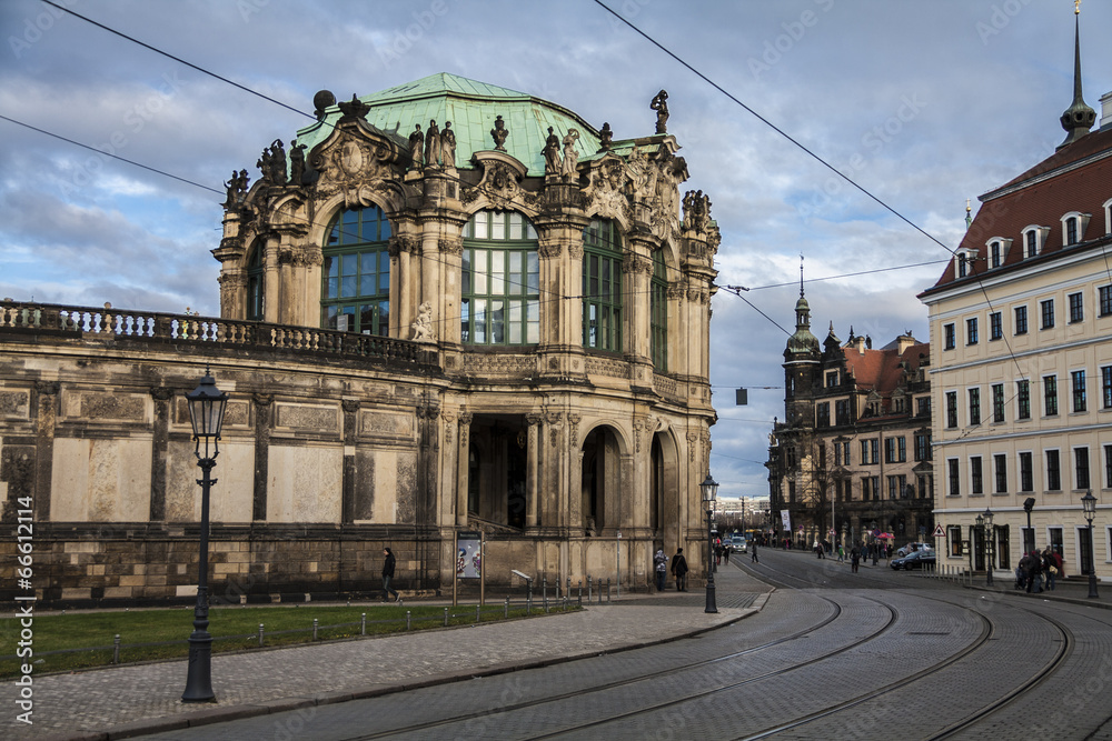 Outside Zwinger, historical architectural complex in Dresden