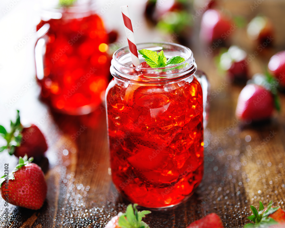 custom made wallpaper toronto digitalvivid red strawberry cocktail in a jar
