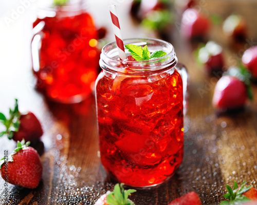 Wallpaper Mural vivid red strawberry cocktail in a jar Torontodigital.ca