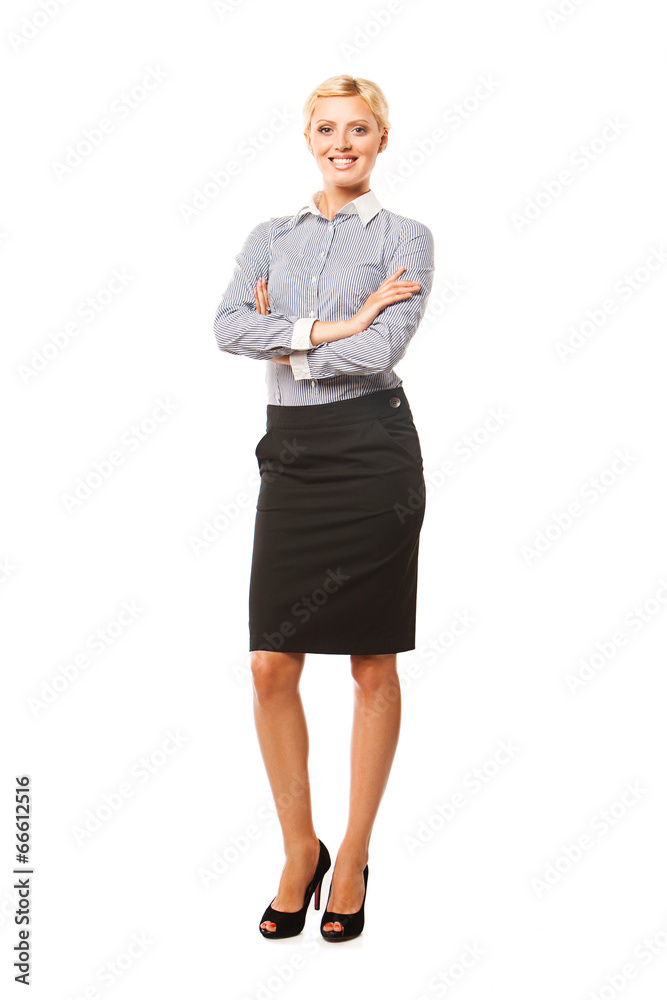 Portrait of happy young business woman isolated on white Portrait of happy young business woman isolated on white