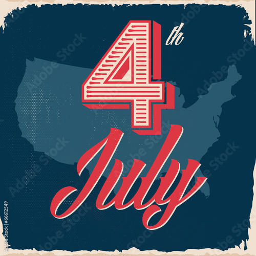 Retro Vintage 4th of July Independence Day Typography Sign