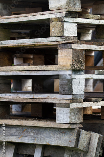 Detail of stacked wooden pallets
